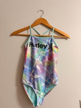 Hurley Pastel Water-Print One-Piece Swimsuit in Mint Trim. New with Tags